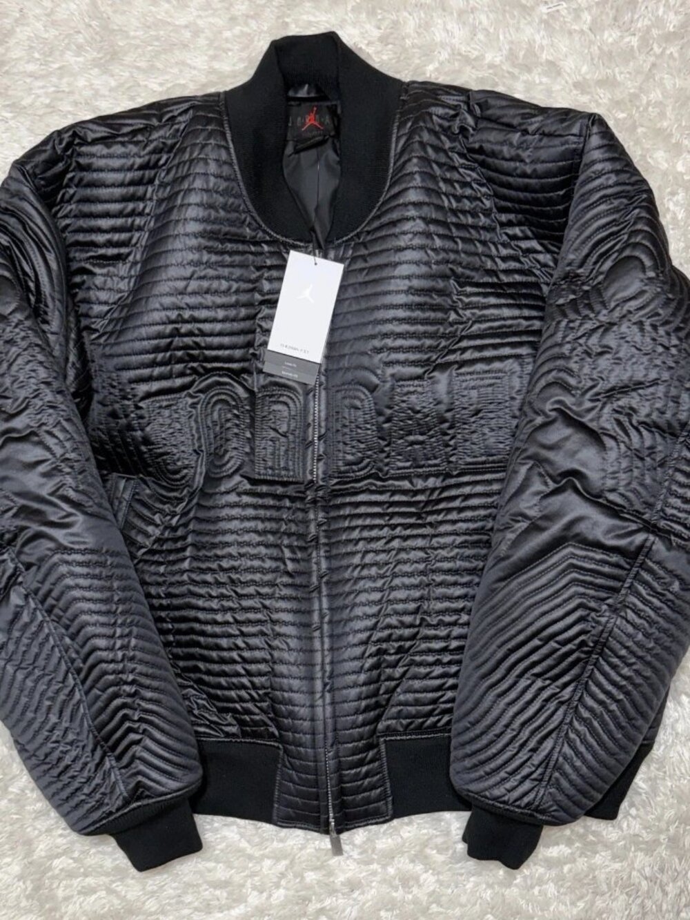 Nike Jordan Flight Varsity Full Zip Quilted Black Jacket Mens Size XL II5314-010